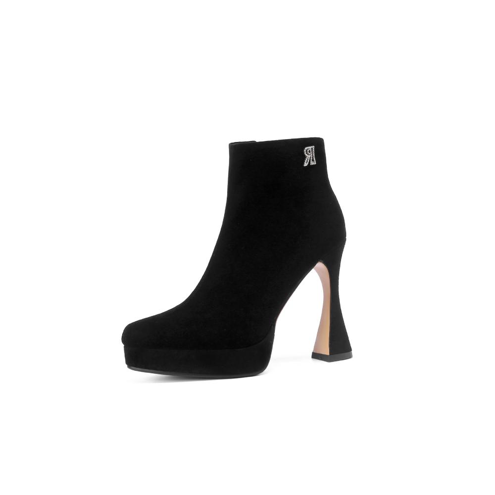 Boots | Damen Ankle Boots Mit Stack-Logo Und Samt-Finish Boots Boots