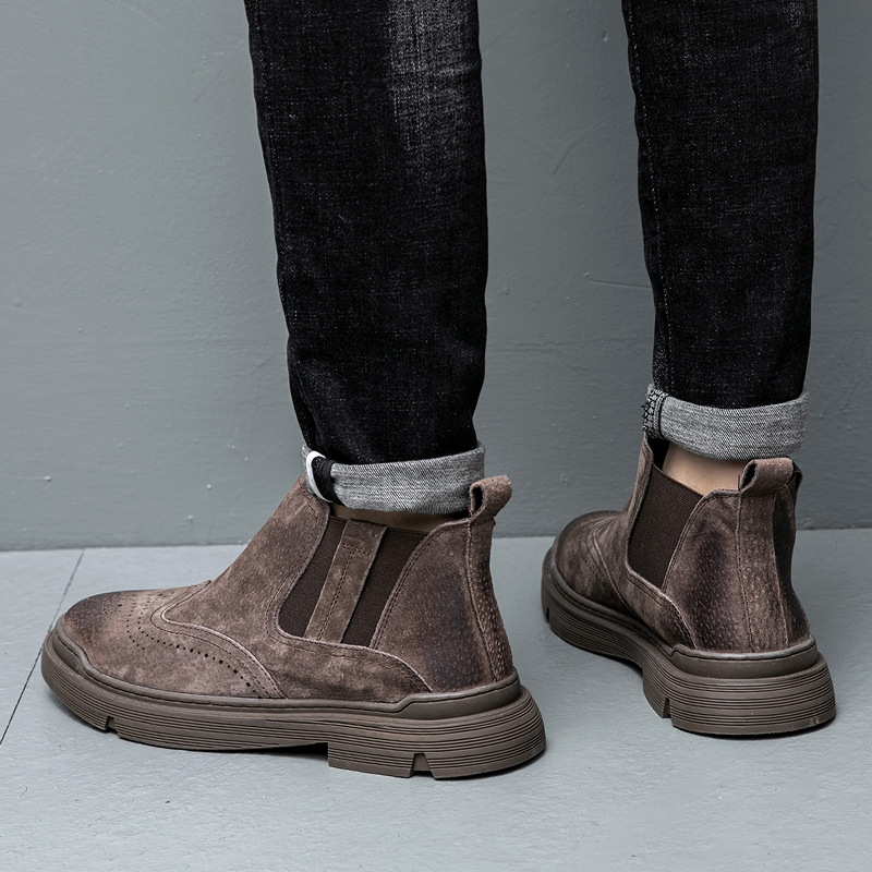 Boots | Herren Chelsea Boots Aus Veloursleder Mit Budapester-Details Boots Boots