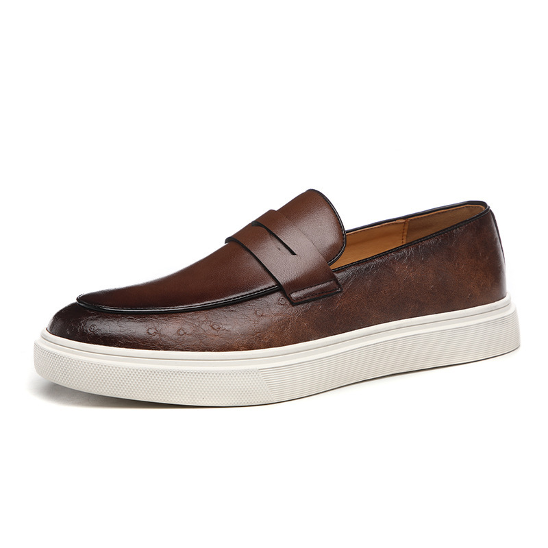 Casual-Schuhe | Herren Loafer Aus Genarbtem Leder Mit Logo-Prägung Casual-Schuhe Casual-Schuhe