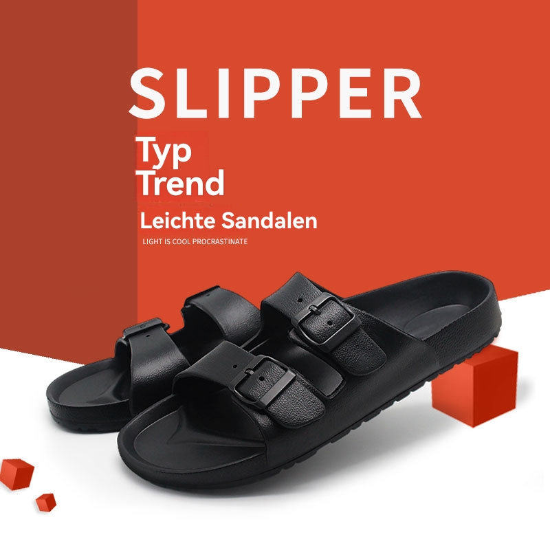 Flache Schuhe | Damen All-Gender Sandalen Aus Strukturiertem Material-Mix Mit Zwei Riemen Damen Damen