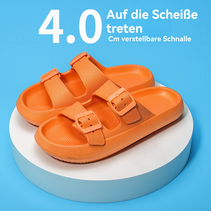 Flache Schuhe | Damen All-Gender Sandalen Aus Strukturiertem Material-Mix Mit Zwei Riemen Damen Damen