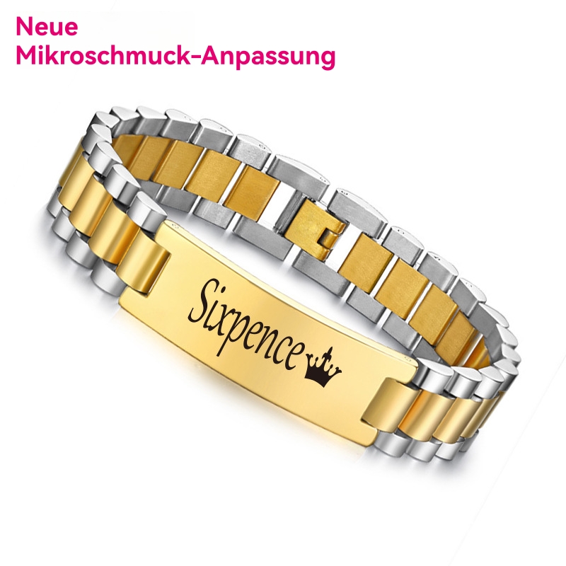 Manschettenknöpfe & Schmuck | Herren Silberfarbenes Armband Im Panzerketten-Stil Mit Goldfarbener Logo-Applikation Accessoires Herren