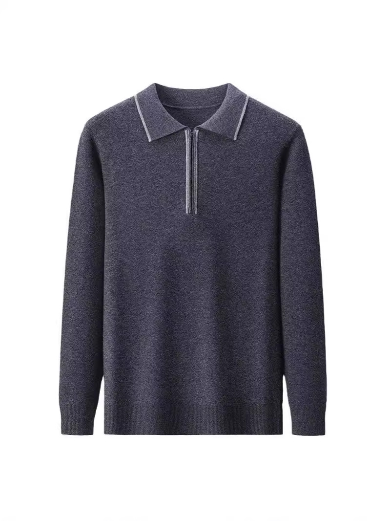 Poloshirts | Herren Pullover Aus Schurwolle Mit Polokragen Und Reißverschluss Herren Herren