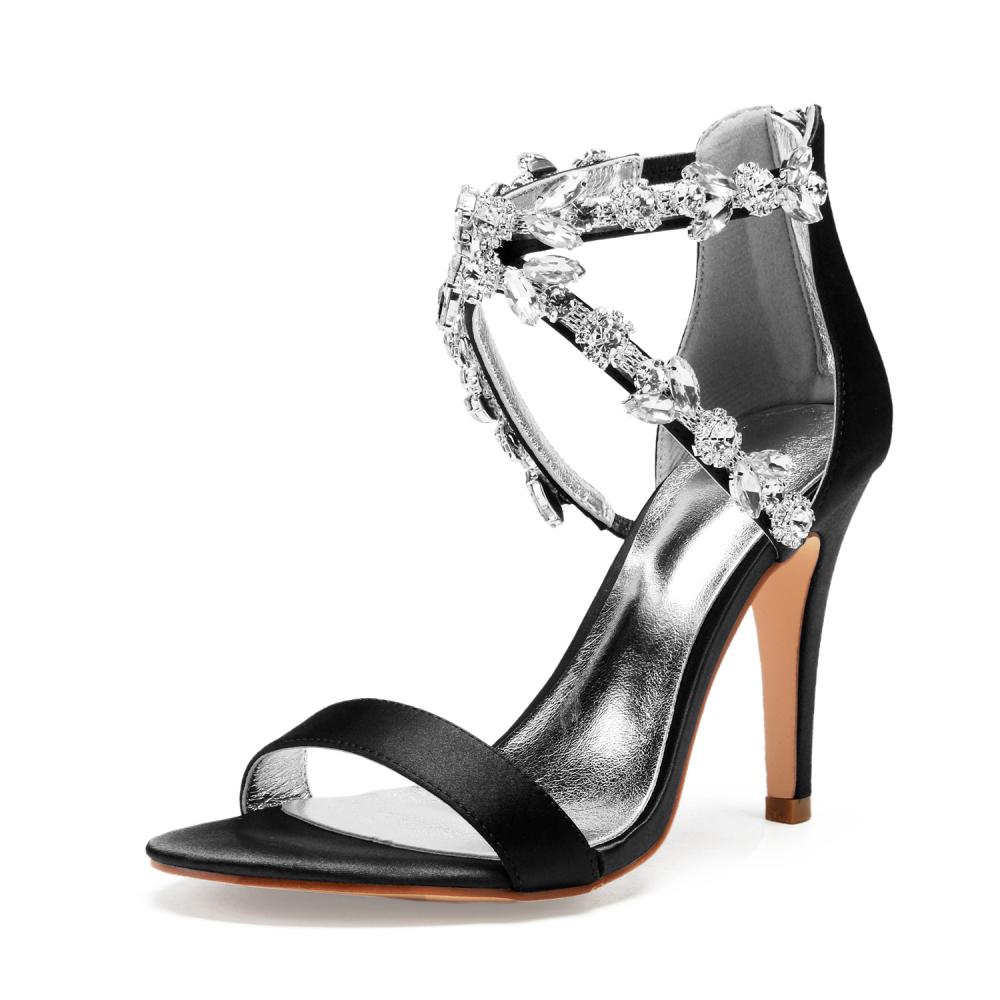 Pumps | Damen Sandalen Aus Nappaleder Mit Hohem Absatz Und Strass-Riemchen Damen Damen