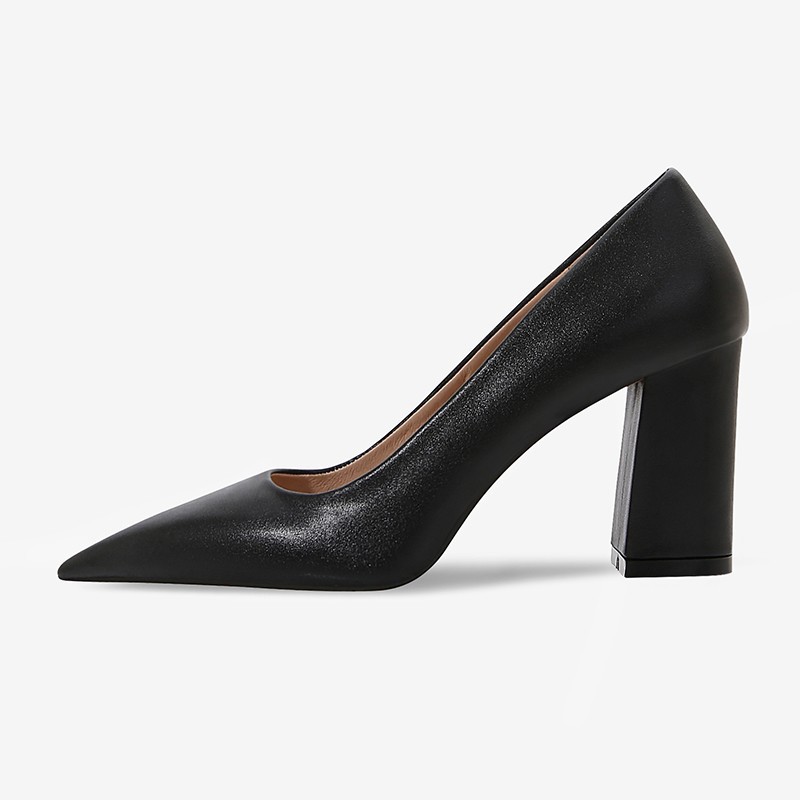 Pumps | Damen Spitze Pumps Aus Leder Mit 7,0 Zentimeter Hohem Blockabsatz Damen Damen