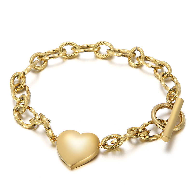 Schmuck | Damen Gold-Tone Chain Bracelet With Heart Charm Accessoires Damen