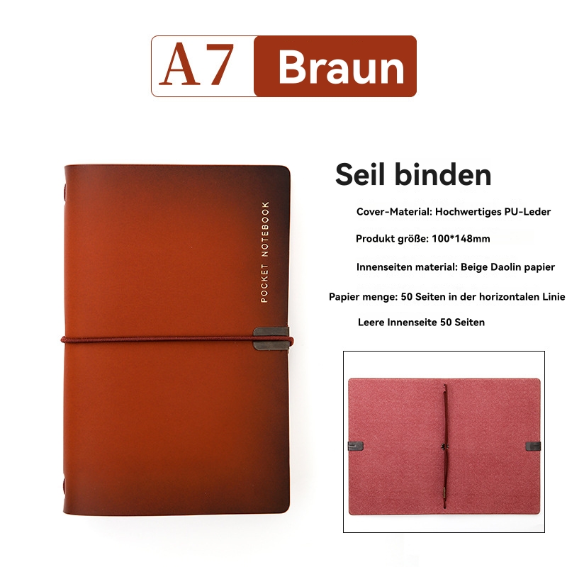 Weitere Accessoires | Herren Din-A5-Notizbuch Aus Camelfarbenem Kunstleder Mit Elastischem Band Accessoires Herren