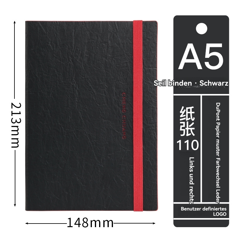 Weitere Accessoires | Herren Din-A5-Notizbuch Aus Kunstleder Mit Roten Streifen Accessoires Herren